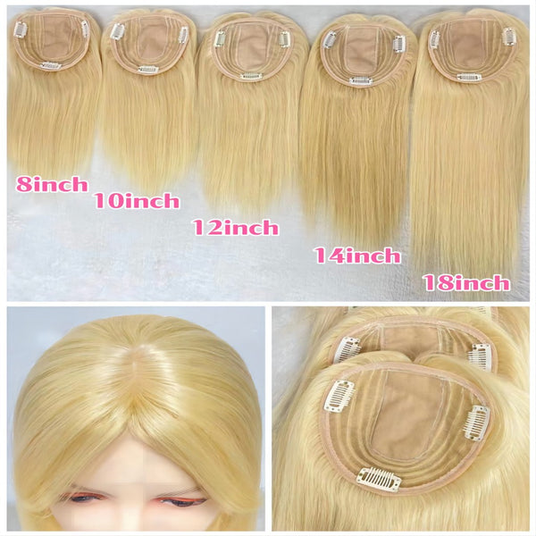 Luxury Blond Hair Toppers for Women Real Human Hair highlights Human Hair Toppers with Bangs Clip In Bangs Wiglets Hair Pieces for Women with Thinning Hair Hair Loss Cover Gray Hair