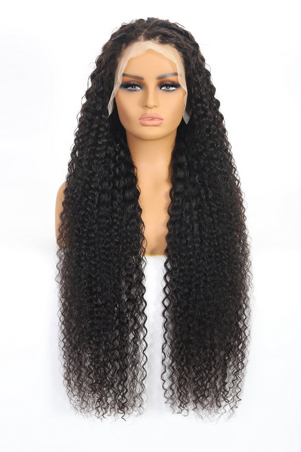 High-Quality Indian deep curly 32” 150% Density transparent 13*4 Lace Front Wig